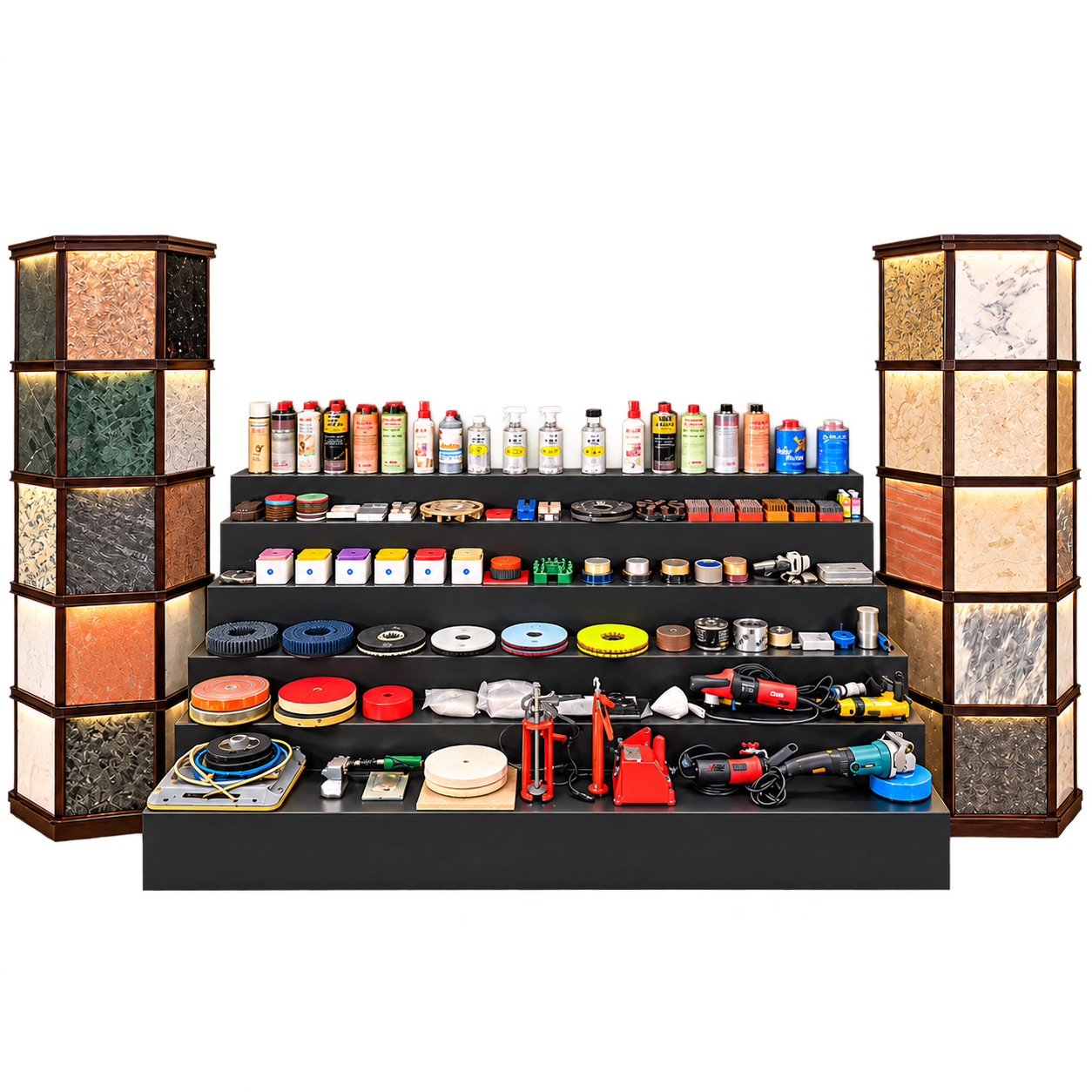 Hussain Trading Co. stone-care tools, polishing products and stone sample display
